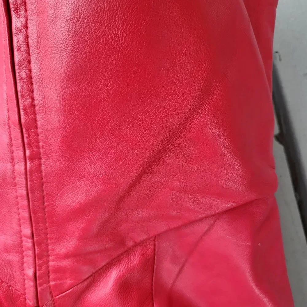 Clifford Olson For Tannery West Vintage‎ Mini Dress Leather Strapless Red 2 - Picture 8 of 10
